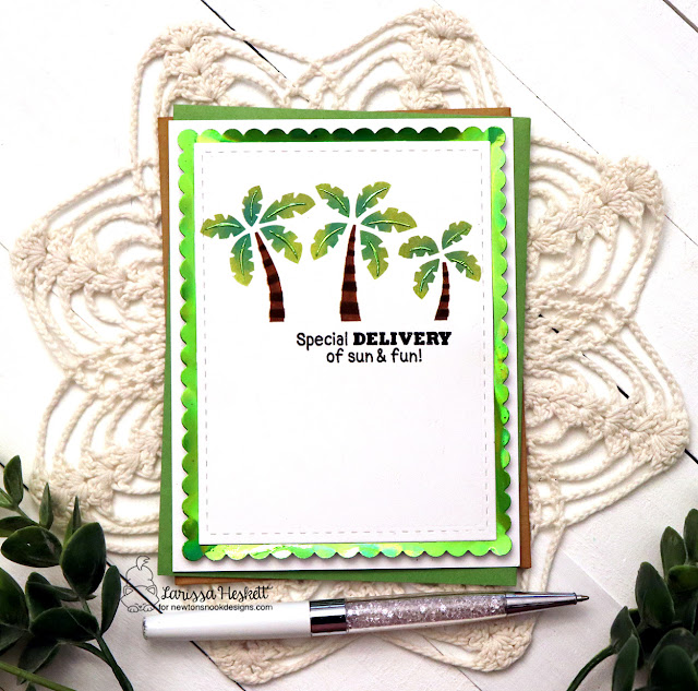Palm Tree Card by Larissa Heskett  | Beach Bound Stamp Set and Palm Tree Line Stencil by Newton's Nook Designs #newtonsnook