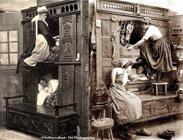 Kamar tidur untuk pembantu rumah tangga, Inggris, 1843.