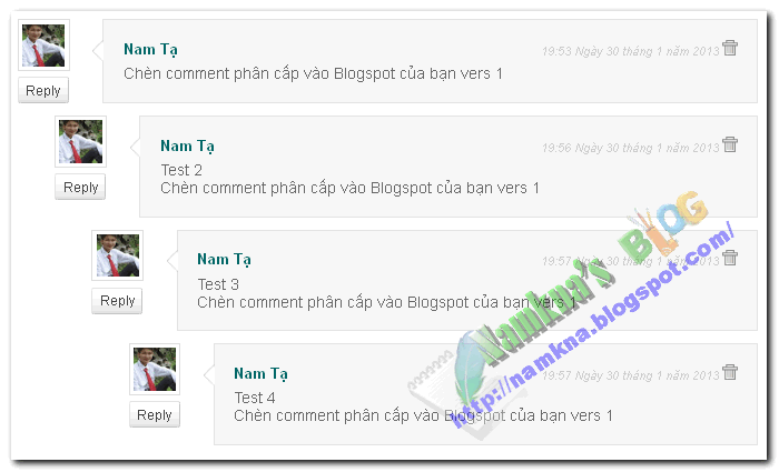 Chèn comment phân cấp vào Blogspot của bạn vers 1