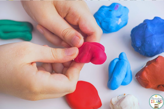 Using playdough is a great way to get your students to practice their fine motor skills while also practicing spelling.