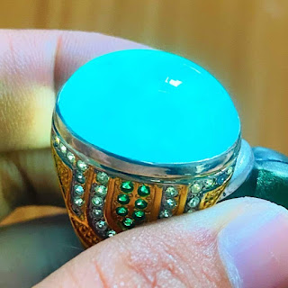 Batu Bacan Doko Blue HQ Ajib BC090 Majiko Biru Kental Glossy Ikatan Perak