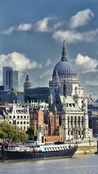 St Pauls Cathedral from the Thames River, London