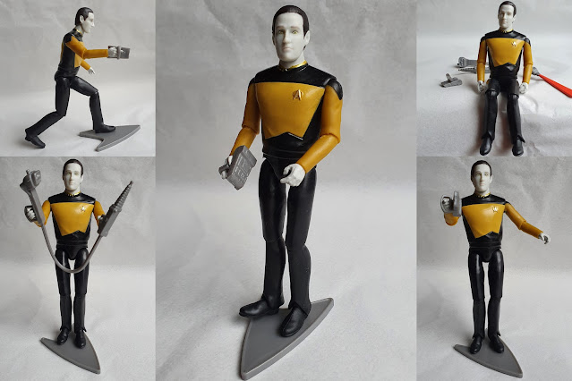 Star Trek Bandai Collectible Figures poseability articulation collage of 5 photos of Data in various poses