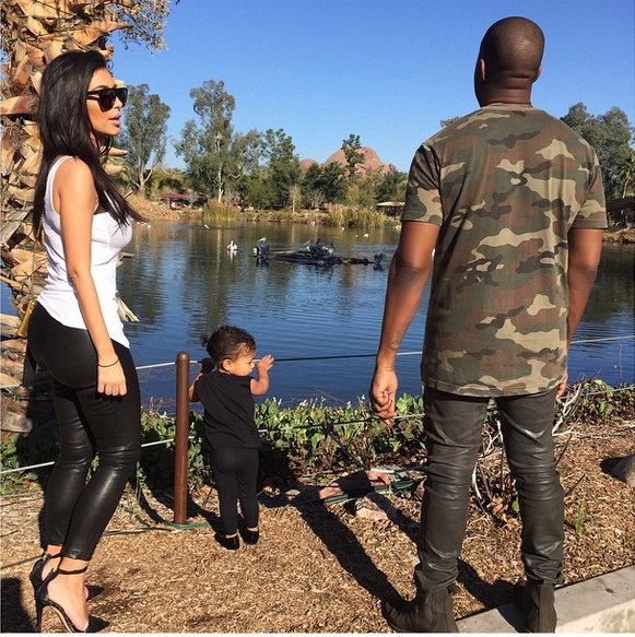 kim k, kenya west & north west at zoo