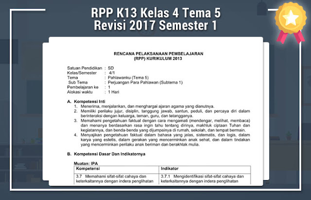 RPP K13 Kelas 4 Tema 5 Revisi 2017 Semester 1