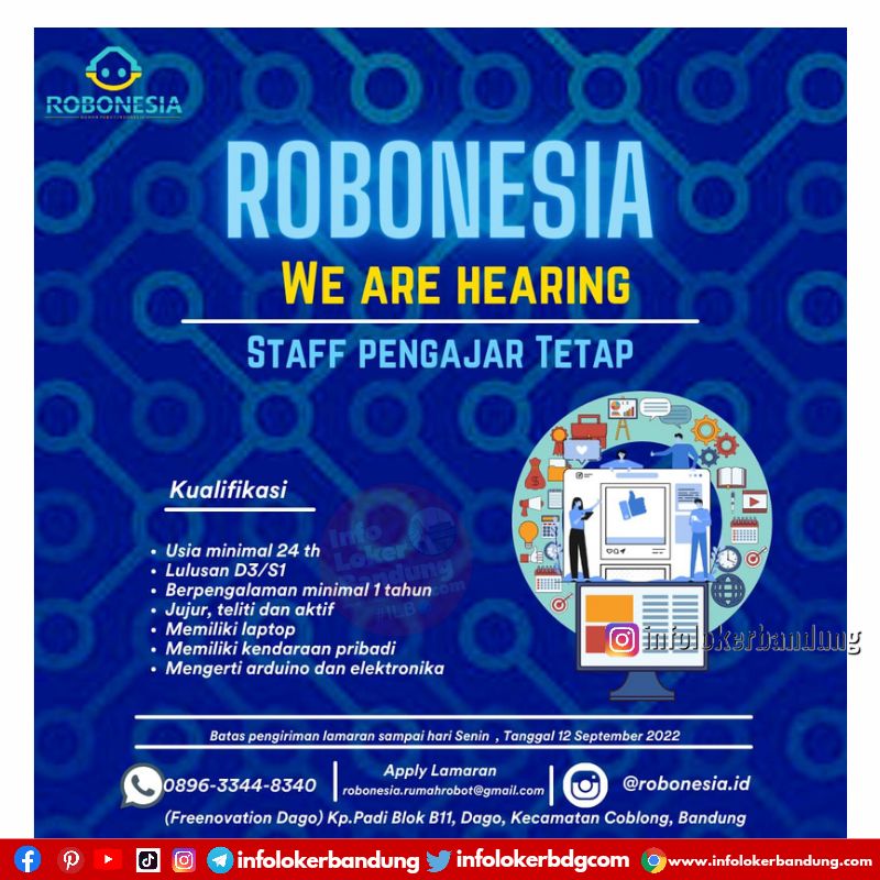 Lowongan Kerja Staff Pengajar Tetap Robonesia Bandung September 2022