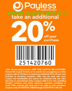 Payless Shoes coupons april 2017