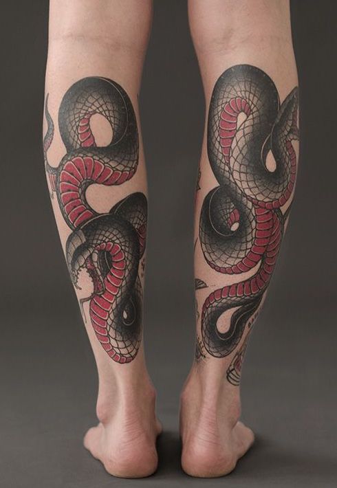 colourful-snakes-tattoos-on-legs