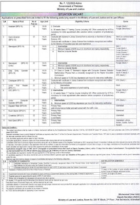 Ministry of Law and Justice Jobs Advertisement 2022