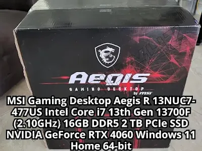 MSI Gaming Desktop Aegis R 13NUC7-477US Intel Core i7 13th Gen 13700F (2.10GHz) 16GB DDR5 2 TB PCIe SSD NVIDIA GeForce RTX 4060 Windows 11 Home 64-bit