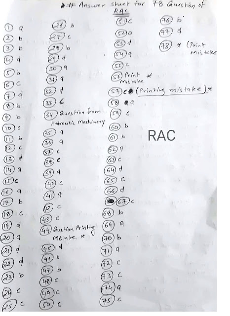 Refrigeration & Air conditioning (RAC) Made Easy Workbook Answer Key