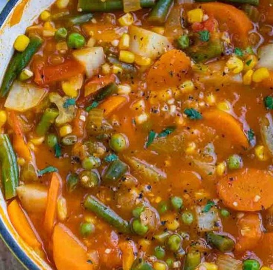 VEGETABLE SOUP #vegetarian #greenbeans