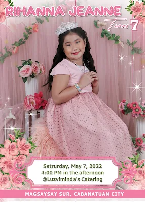 A beautiful invitation for your daughter's 7th birthday party