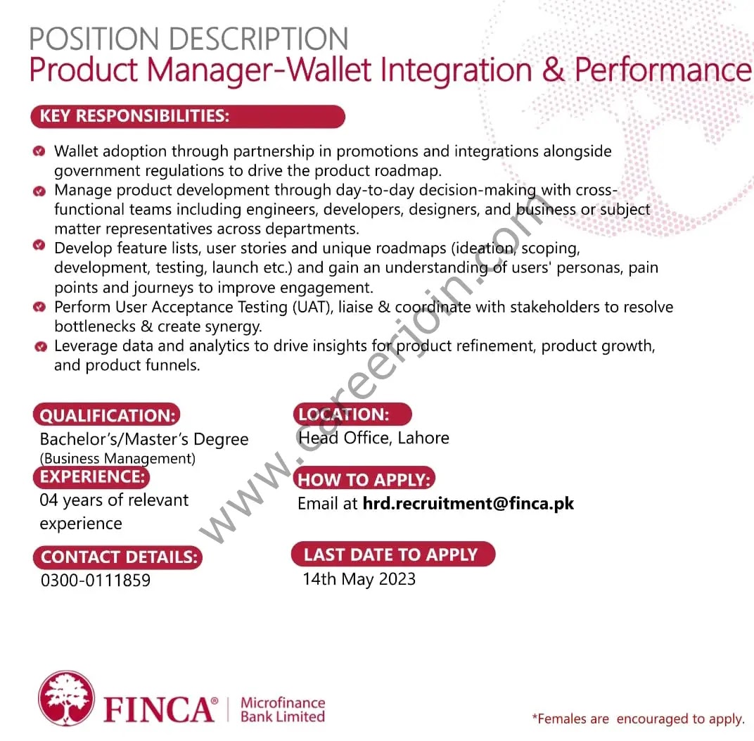 Jobs in FINCA Microfinance Bank Limited