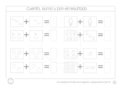 Sumas con dibujos para aprender a sumar