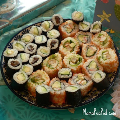 mermaid party food sushi