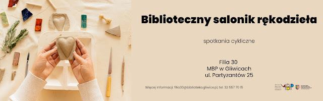 Baner promujący spotkanie. Po lewej stronie dłonie trzymające gliniane serce.