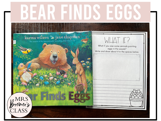 Bear Finds Eggs book activities unit with literacy printables, reading companion activities, lesson ideas, and a craft for Kindergarten and First Grade