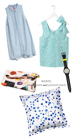 Kate Spade Saturday, h&m, watch, summer, denim, dress, clutch, pillow cover