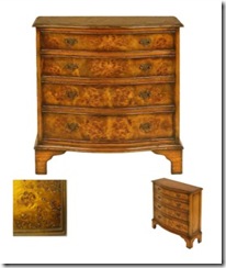 Serpentine Chest Antique Burl Finish