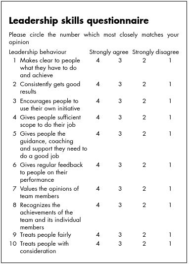 Leadership skills questionnaire - Manajemen Ringga