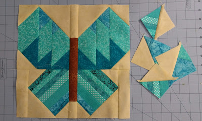 Aquamarine butterfly quilt block