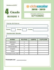 Examen del Bloque I Cuarto grado  2018-2019