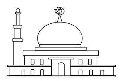 sketsa gambar masjid