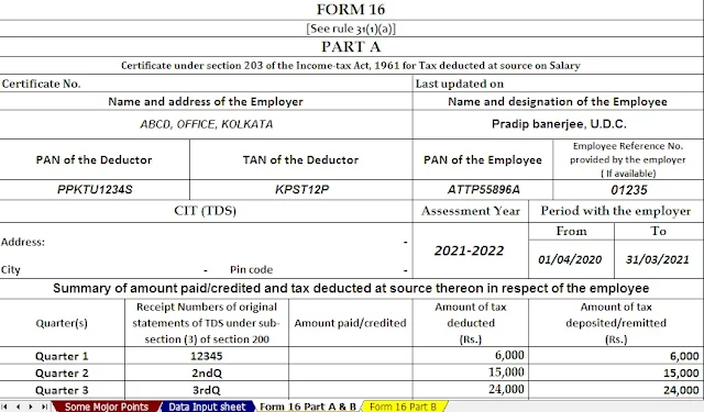 Income Tax Form 16 Part A