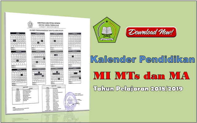 Download Kalender Pendidikan Madrasah Tahun Pelajaran 2018/2019 