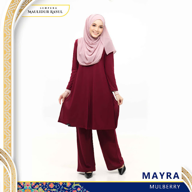 Mayra Jubah Seluar Plain Tanpa Gosok Mulberry