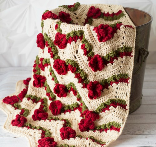 Flower Garden Chevron Afghan - Crochet Pattern 