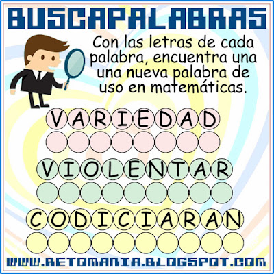 Busca-Palabras, Juego de Palabras, Palabras ocultas, Descubre la Palabra, Retos matemáticos, Desafíos matemáticos, Problemas matemáticos