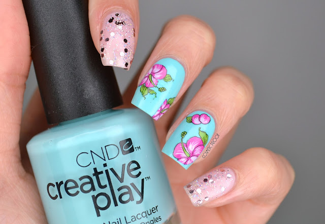 Glitter and Flower Nail Art CND Creative Play