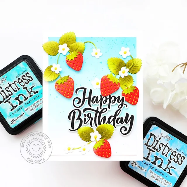 Sunny Studio Stamps: Strawberry Patch Birthday Card by Isha Gupta (featuring Big Bold Greetings)