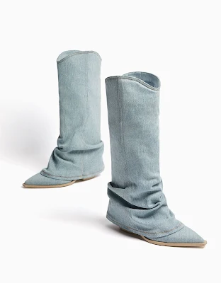 botas bershka denim estilo cowboy