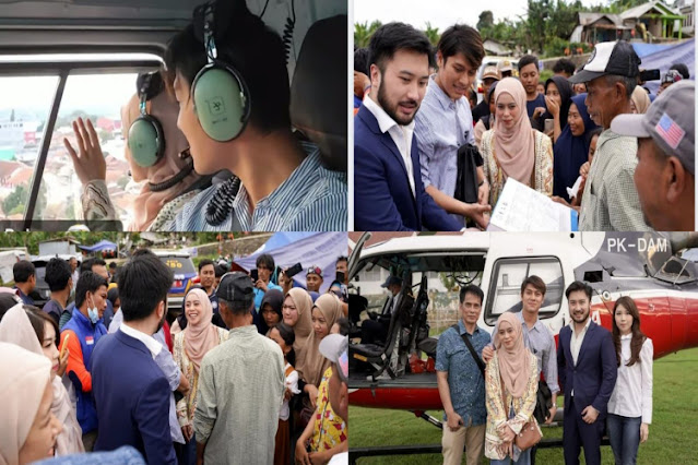 Gunakan Helikopter Penampakan Rizky Billar dan Lesty Kejora Kunjungi Korban Gempa Cianjur 