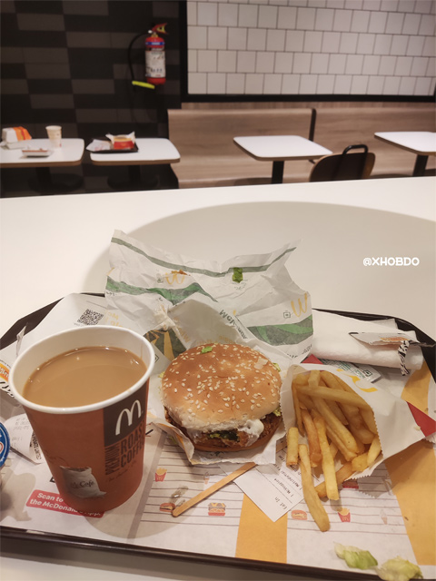 McVeggie Burger, French Fries and Coffee
