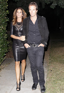 Cindy Crawford  Arriving at 2012 Halloween Party in black leather dress