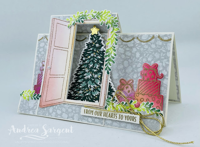 Send a personally created fancy fold card to a special friend this Christmas. The Warm Welcome bundle is perfect.