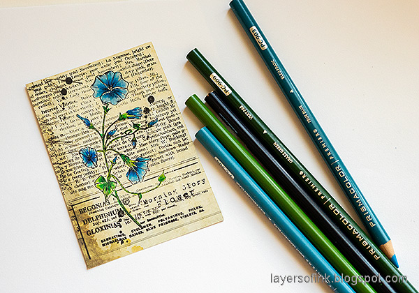 Layers of ink - Floral Birthday Card Tutorial by Anna-Karin Evaldsson. Color with colored pencils.