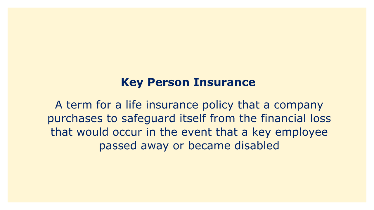 A term for a life insurance policy that a company purchases to safeguard itself from the financial loss regarding key employee.