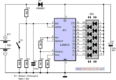 Motorcycle and Car Battery Tester Circuit