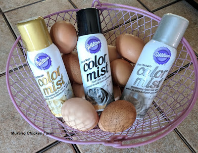 Painting Easter eggs gold and silver