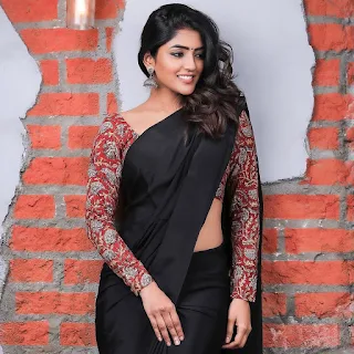 Actress Eesha rebba glam photoshoot in black saree