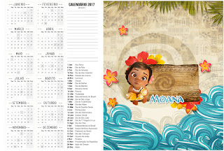 Moana Baby Free Printable Calendar 2017