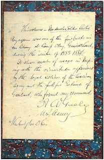 Inscription by A. Greely in his copy of "Arctic Voyages"