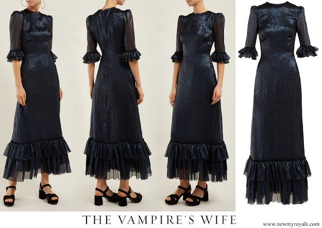 Crown Princess Mette-Marit wore The Vampire’s Wife Cinderella ruffle trimmed silk blend maxi dress