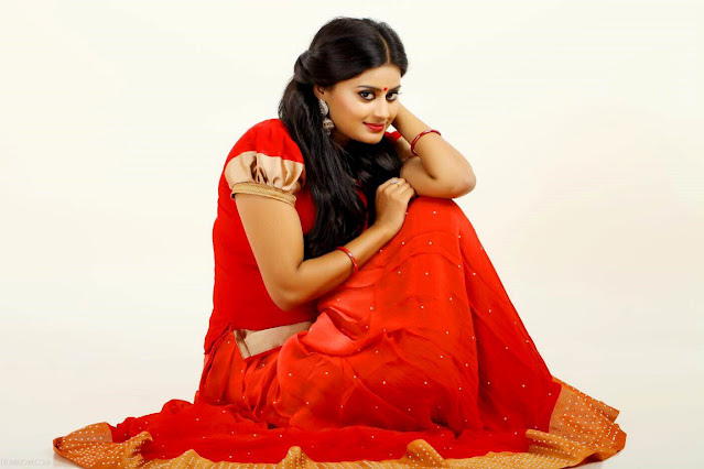 Ansiba Hassan in Red Traditional Attire - Front View