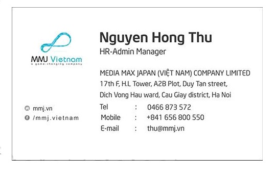 Mẫu card visit tiếng Anh cho chức danh trưởng phòng hành chính - nhân sự